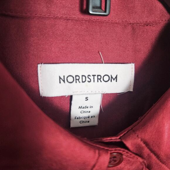NWOT Nordstrom Maroon Button Up Collared Shirt Sz Small - Picture 5 of 15